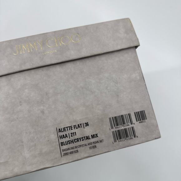 Jimmy Choo Fancy Crystal Blush Pearl Shearling Mules Slippers Size 6 NWT - Picture 6 of 9